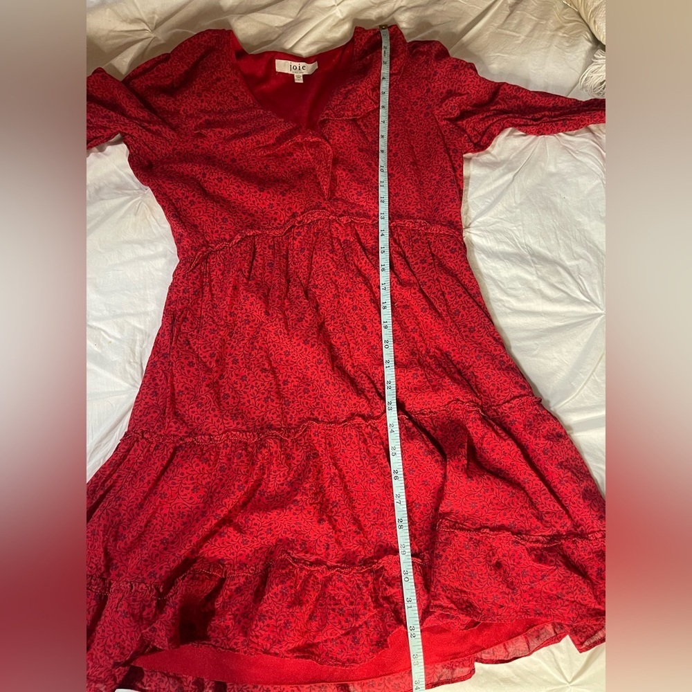 Joie Adanson Mini French Girl Red Dress in True Red Frilly Plum Perfect Sz Small - Picture 8 of 9